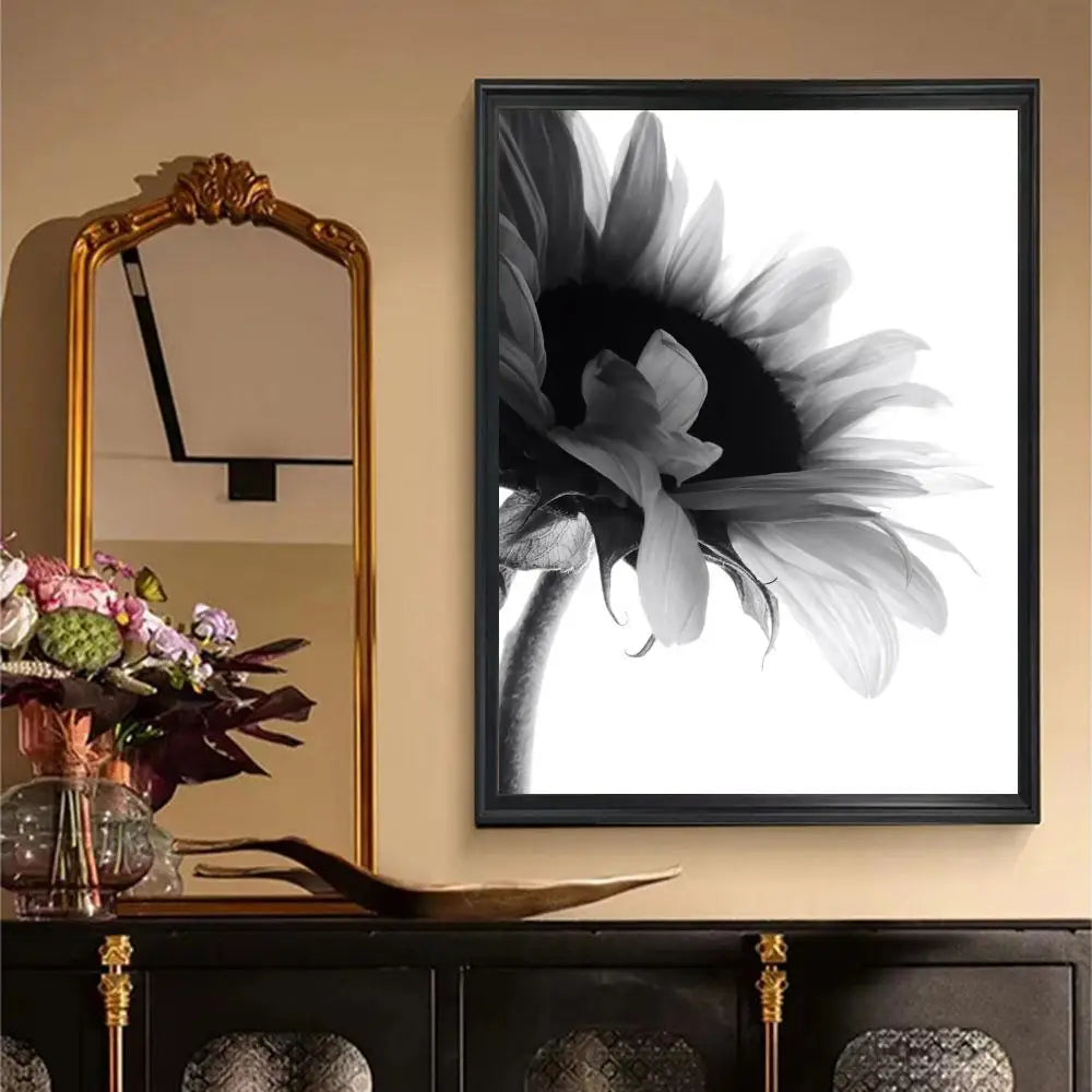 Simple Lifestyle Floral Wall Art Black White Fine Art Canvas Prints Posters Minimalist Pictures For Modern Living Room Decor