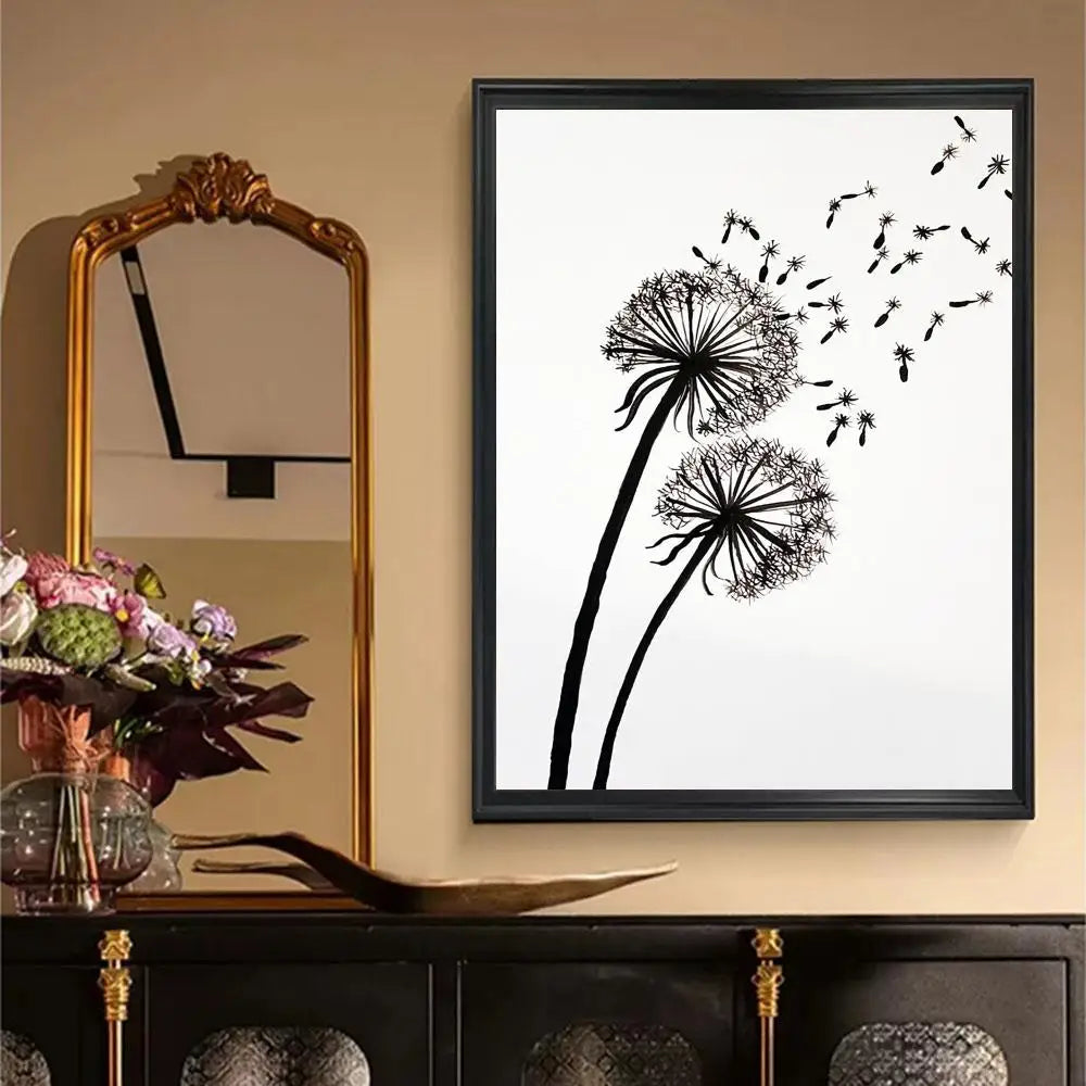 Simple Lifestyle Floral Wall Art Black White Fine Art Canvas Prints Posters Minimalist Pictures For Modern Living Room Decor