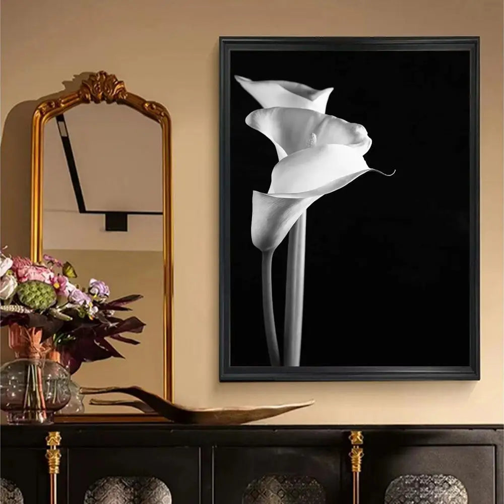 Simple Lifestyle Floral Wall Art Black White Fine Art Canvas Prints Posters Minimalist Pictures For Modern Living Room Decor