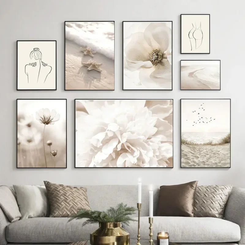 Simple Lifestyle Natural Minimalist Wall Art Fine Art Canvas Prints Gallery Wall Pictures For Modern Living Room Scandinavian Home Decoration 2024