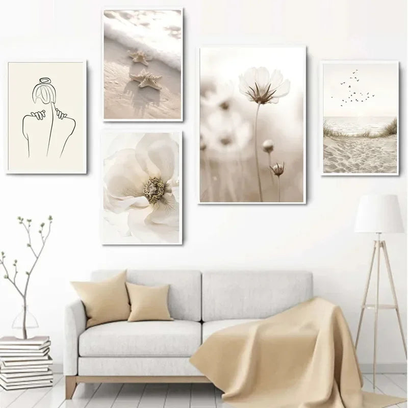 Simple Lifestyle Natural Minimalist Wall Art Fine Art Canvas Prints Gallery Wall Pictures For Modern Living Room Scandinavian Home Decoration 2024 