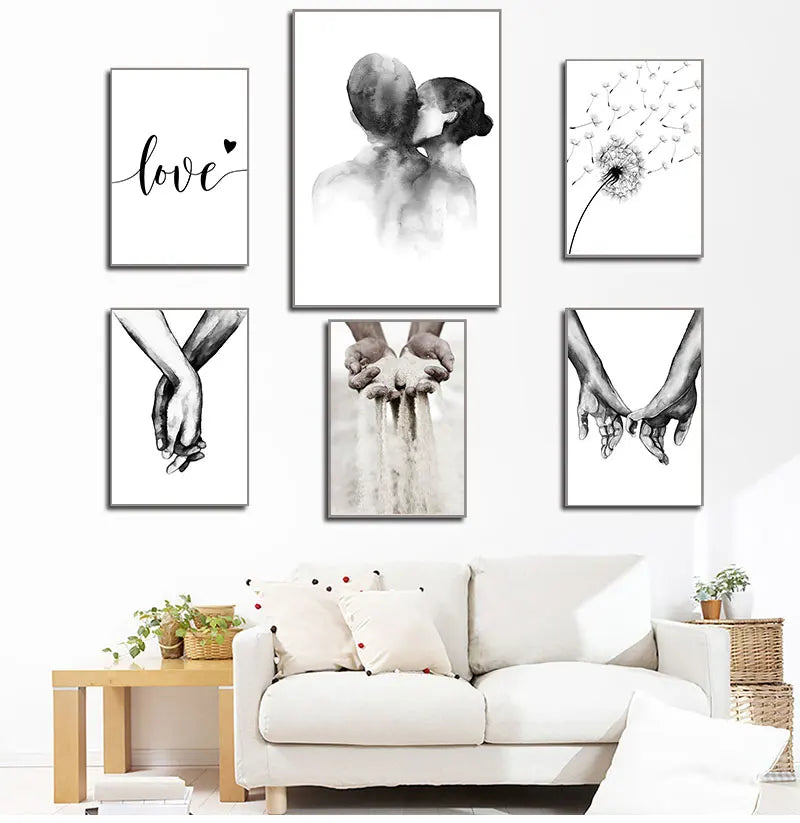 Simple Love Black White Posters Fashion Wall Art Fine Art Canvas Prints Minimalist Pictures For Living Room Bedroom Nordic Home Decor