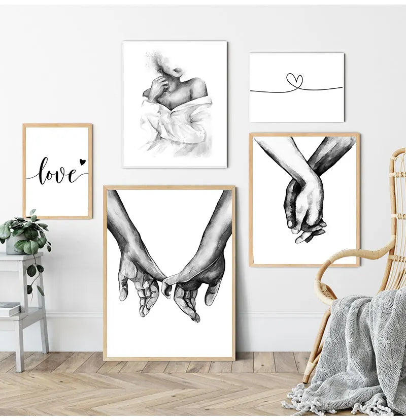Simple Love Black White Posters Fashion Wall Art Fine Art Canvas Prints Minimalist Pictures For Living Room Bedroom Nordic Home Decor 2025