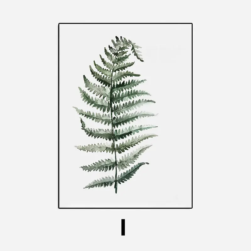 Fern leaf illustration in a black frame on a light gray background