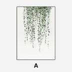 Simple Minimalist Botanical Green Leaves Wall Art Fine Art Canvas Prints Pictures For Modern Apartment Kitchen Living Room Gallery Wall Decor