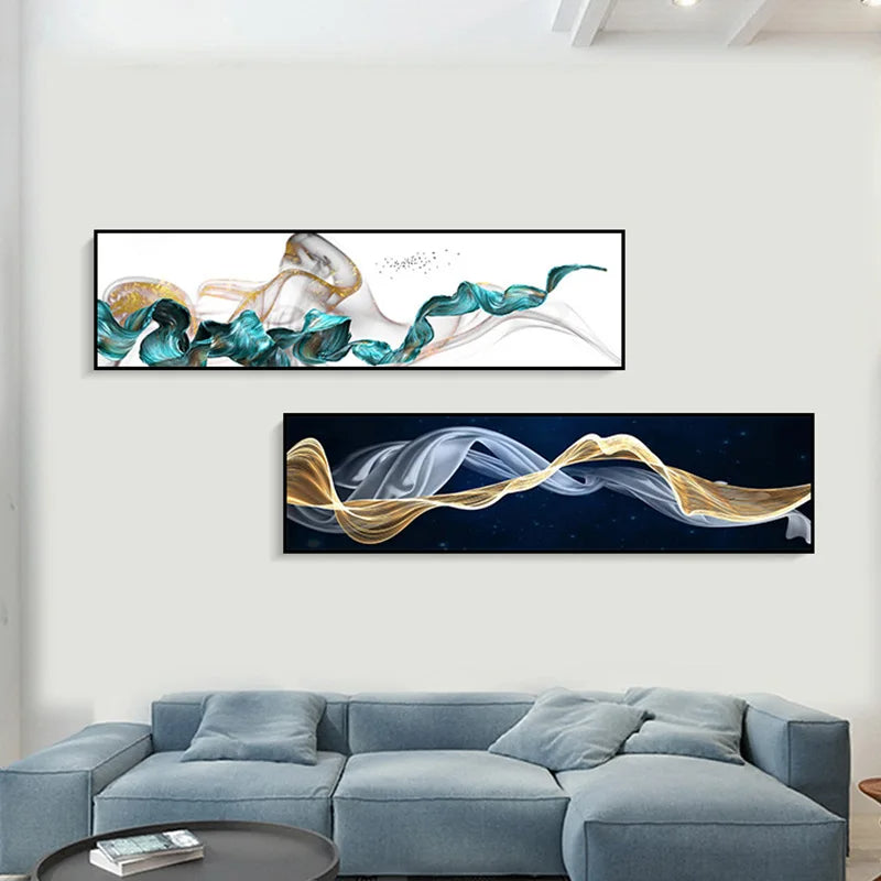 Flowing Vibes Abstract Wall Art Fine Art Canvas Prints Wide Format Pictures For Living Room Above Sofa Pictures For Above The Bed
