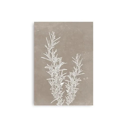 Notebook with white plant illustration on a beige cover