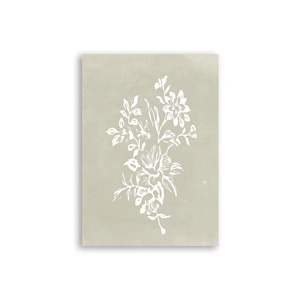 Beige wall art with white floral design