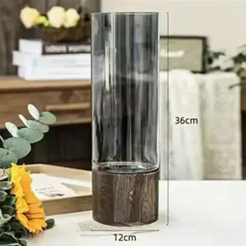 Simple Nordic Vases Minimalist Glass &amp; Wood Decor for Modern Homes Perfect for Fresh Flowers Dried Botanicals and Stylish Arrangements
