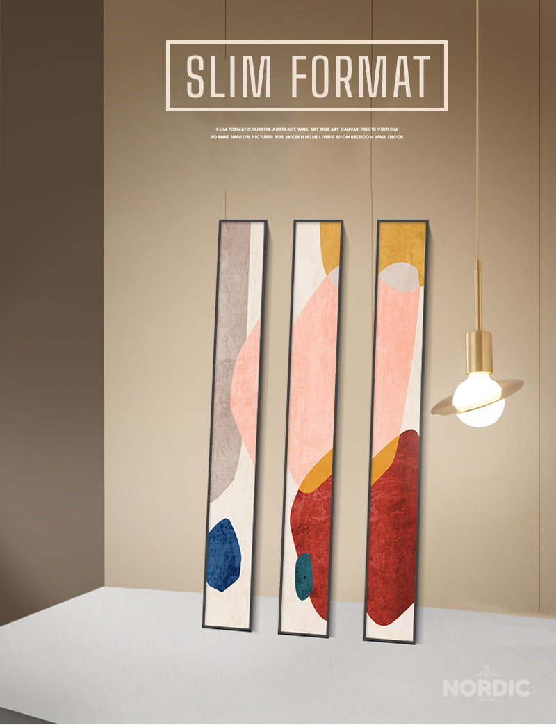 Colorful Nordic Abstract SlimFormat Wall Art Fine Art Canvas Prints Versatile Art Pieces For Living Room Stairway Foyer Creative Home