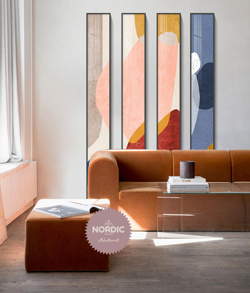 Colorful Nordic Abstract SlimFormat Wall Art Fine Art Canvas Prints Versatile Art Pieces For Living Room Stairway Foyer Creative Home