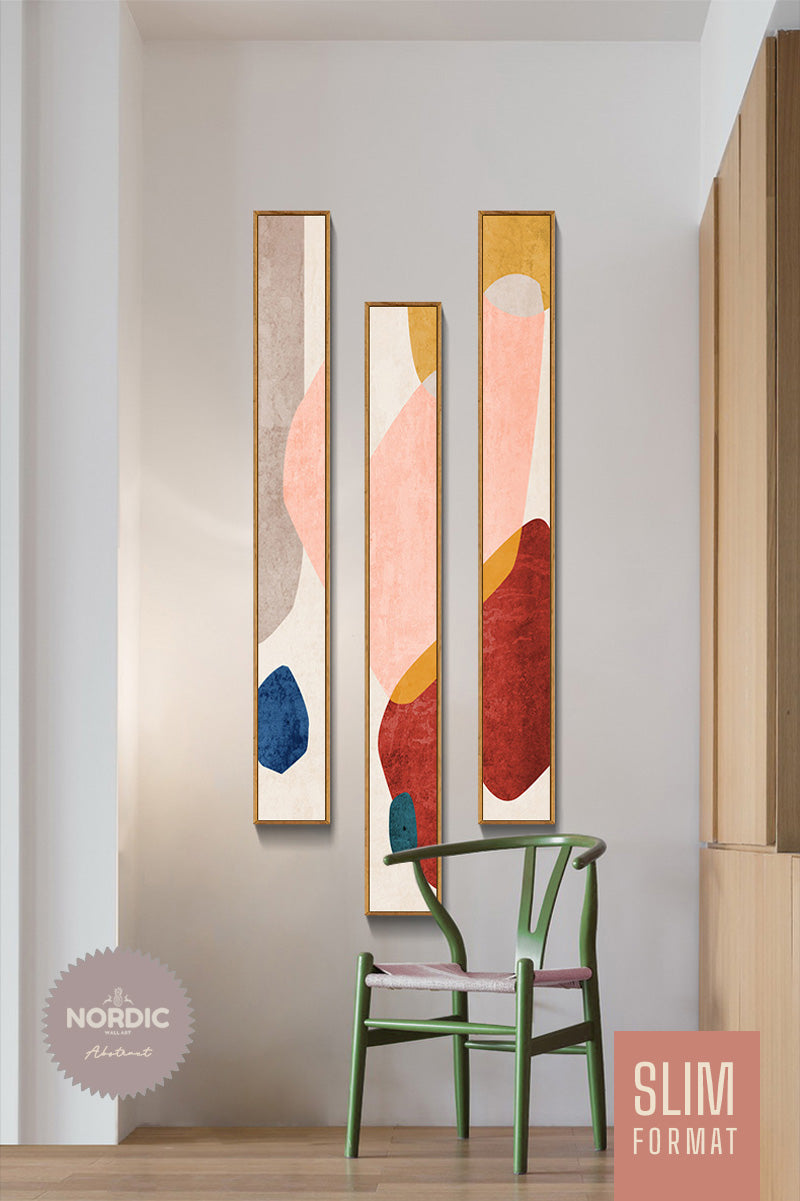 Colorful Nordic Abstract SlimFormat Wall Art Fine Art Canvas Prints Versatile Art Pieces For Living Room Stairway Foyer Creative Home