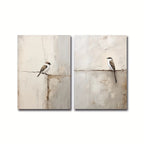Soft Neutral Toned Song Bird Canvas Print Set – Modern Minimalist Wall Art for Stylish Bedroom, Living Rooms & Scandinavian Home Interiors