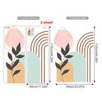 Soft Pastel Abstract Botanical Rainbow Arch Mural – Peel & Stick Vinyl Wall Decal Mural for Bedroom, Living Room, Creative DIY Home Decor