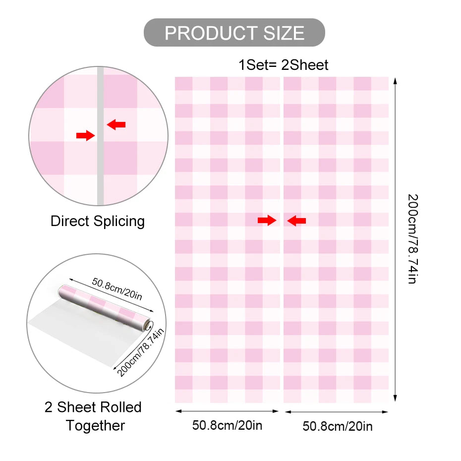 Soft Pastel Colored Plaid Vinyl Wall Mural – Peel & Stick Vinyl Decal Wallpaper for Kids’ Room, Bedroom & Creative DIY Cabinet Decor