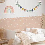 Soft Pastel Daisy Bloom Scalloped Wall Mural Wallpaper – Peel & Stick Floral Wall Decals for Nursery, Kids Room, or Girls Bedroom, Creative DIY Home Decor