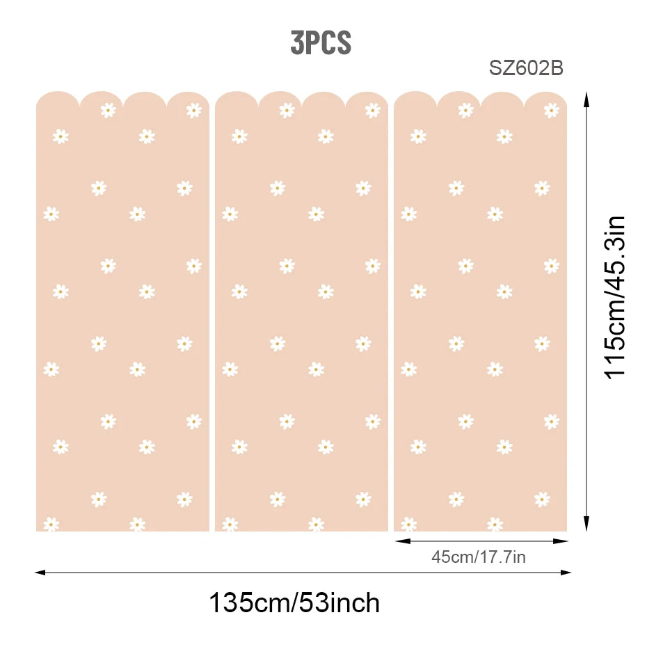Soft Pastel Daisy Bloom Scalloped Wall Mural Wallpaper – Peel & Stick Floral Wall Decals for Nursery, Kids Room, or Girls Bedroom, Creative DIY Home Decor
