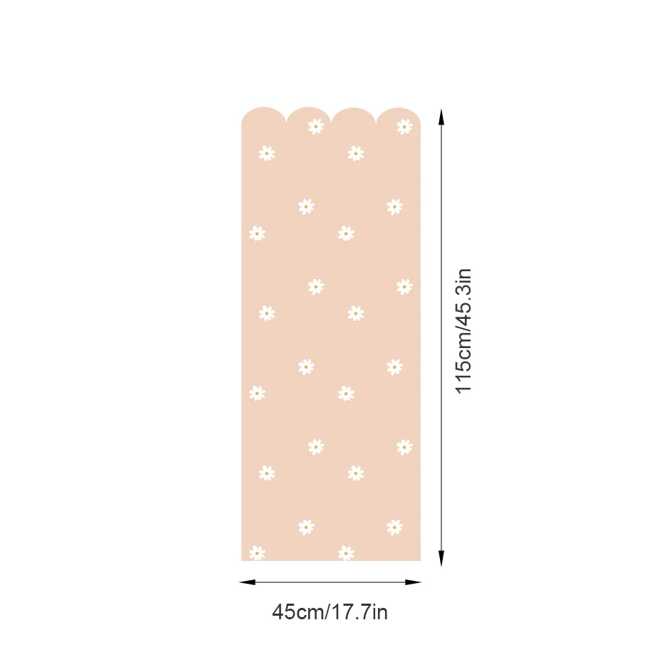 Soft Pastel Daisy Bloom Scalloped Wall Mural Wallpaper – Peel & Stick Floral Wall Decals for Nursery, Kids Room, or Girls Bedroom, Creative DIY Home Decor