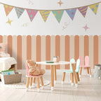 Soft Pastel Tones Scalloped Wallpaper Mural Decals – Peel & Stick Nursery Wall Decor for Kids Room Baby Bedroom Kindergarten Creative DIY Home Decor