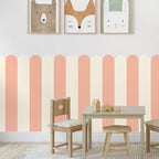 Soft Pastel Tones Scalloped Wallpaper Mural Decals – Peel & Stick Nursery Wall Decor for Kids Room Baby Bedroom Kindergarten Creative DIY Home Decor