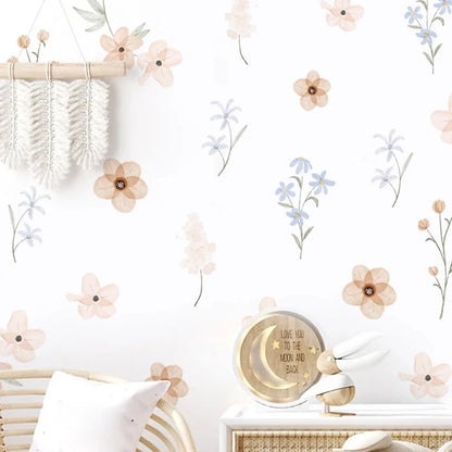 Decorative wall with floral patterns and a decorative light fixture.