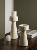 Solid Travertine Marble Candle Holder – Hand‑Carved Natural Stone Pillar Candle Stand for Modern Minimalist, Nordic, &amp; Wabi‑Sabi Décor