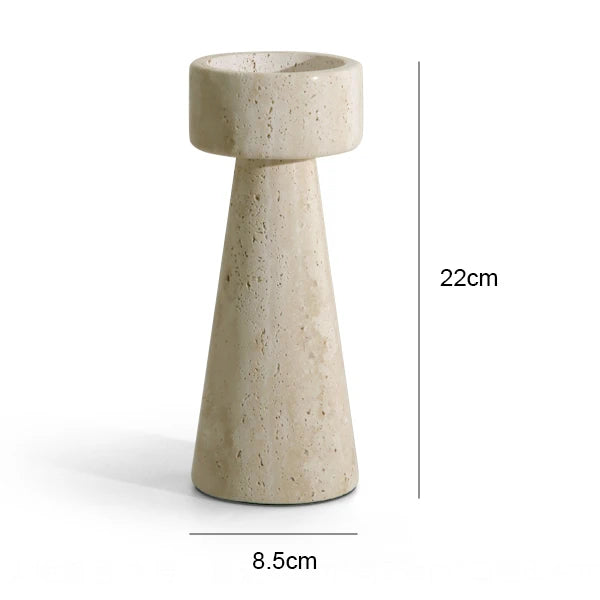 Solid Travertine Marble Candle Holder – Hand‑Carved Natural Stone Pillar Candle Stand for Modern Minimalist, Nordic, &amp; Wabi‑Sabi Décor