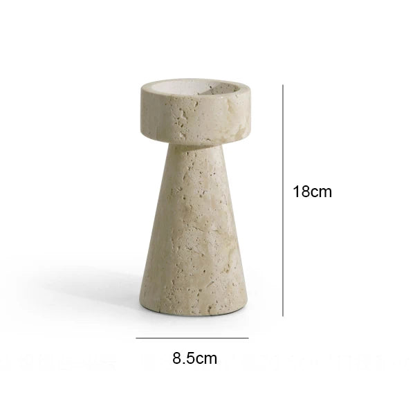 Solid Travertine Marble Candle Holder – Hand‑Carved Natural Stone Pillar Candle Stand for Modern Minimalist, Nordic, and Wabi‑Sabi Décor