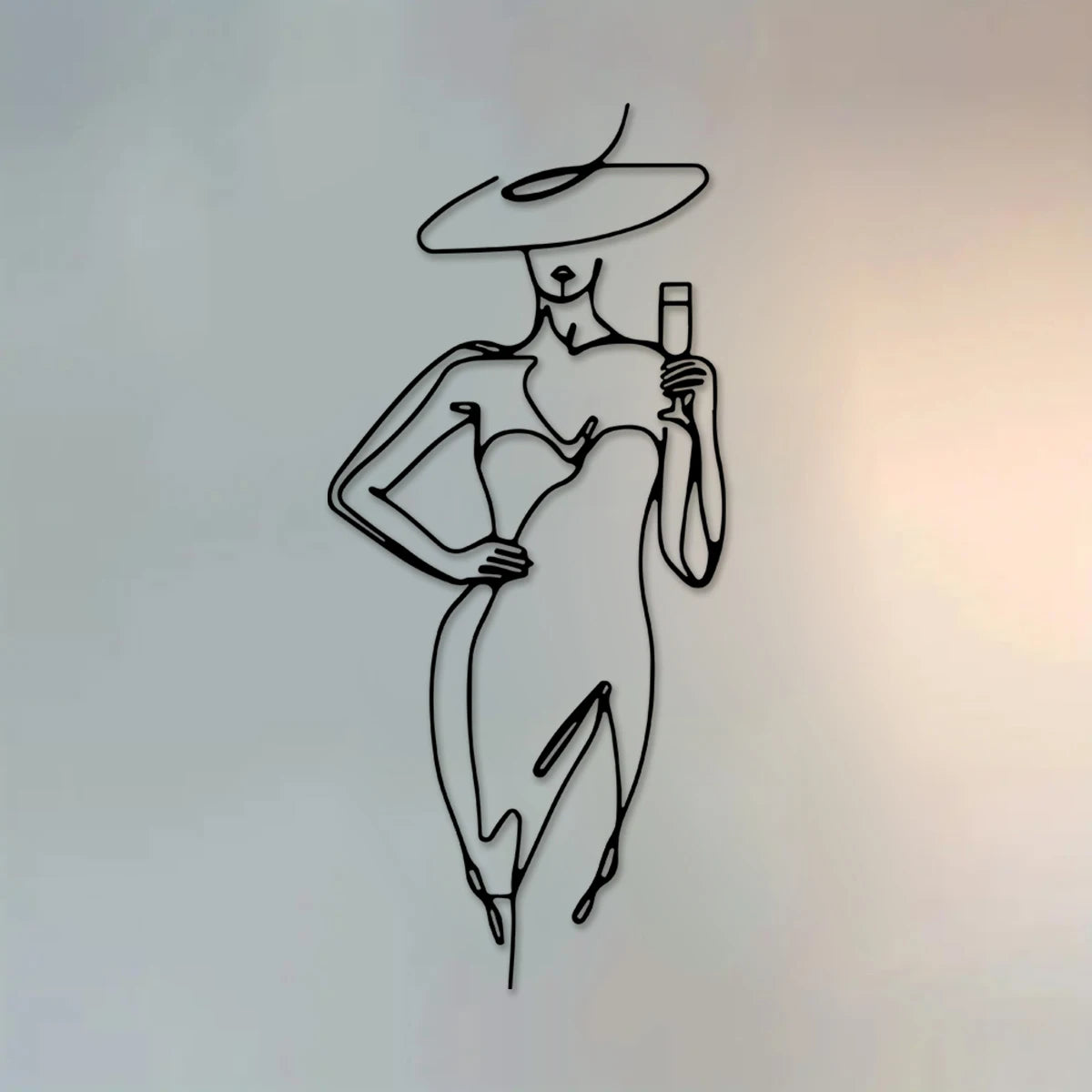 Sophisticated Lady Black Metal Wall Art 3d Iron Crafted Wall Mounted Decoration For Living Room Bedroom Boutique Salon Art Decor