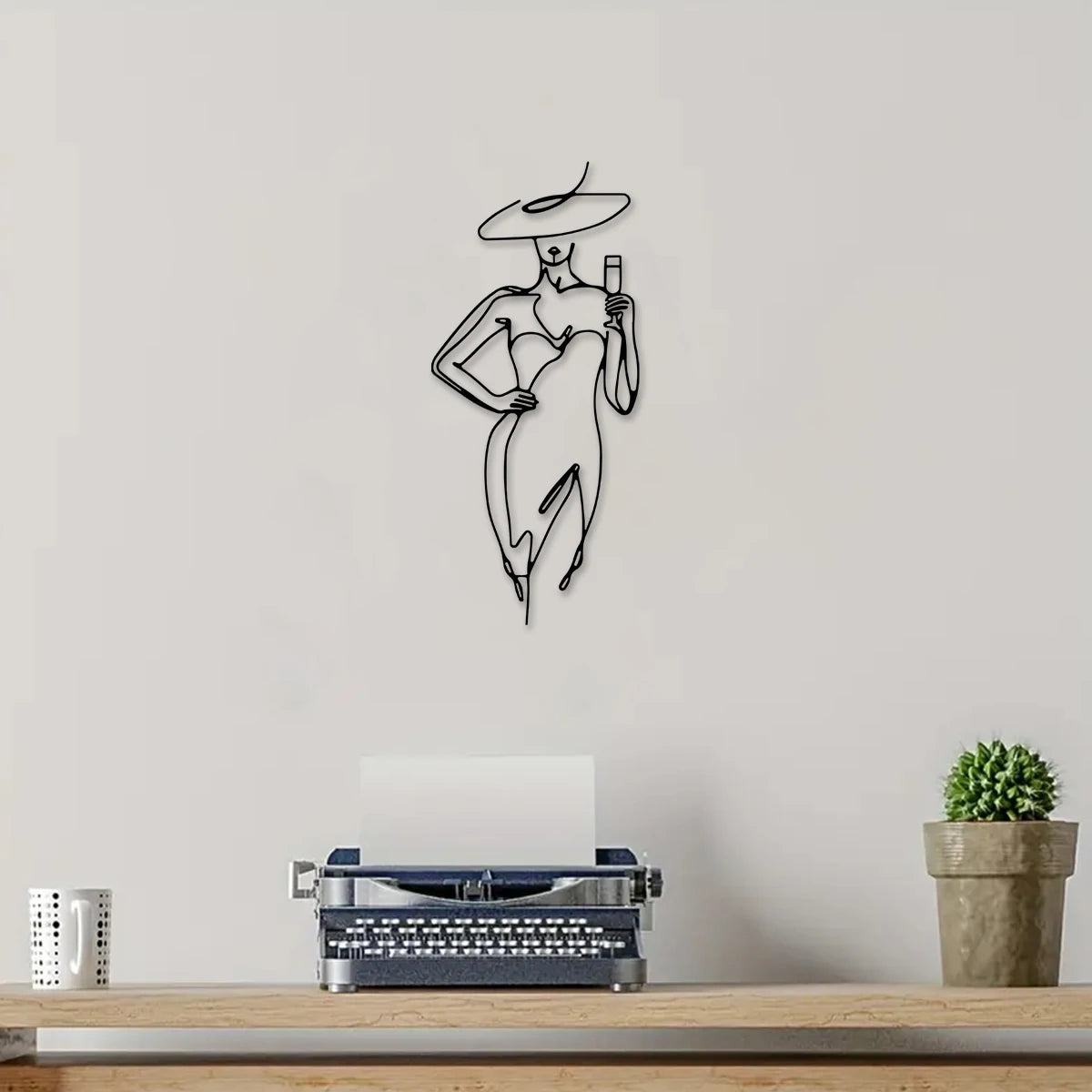 Sophisticated Lady Black Metal Wall Art 3d Iron Crafted Wall Mounted Decoration For Living Room Bedroom Boutique Salon Art Decor