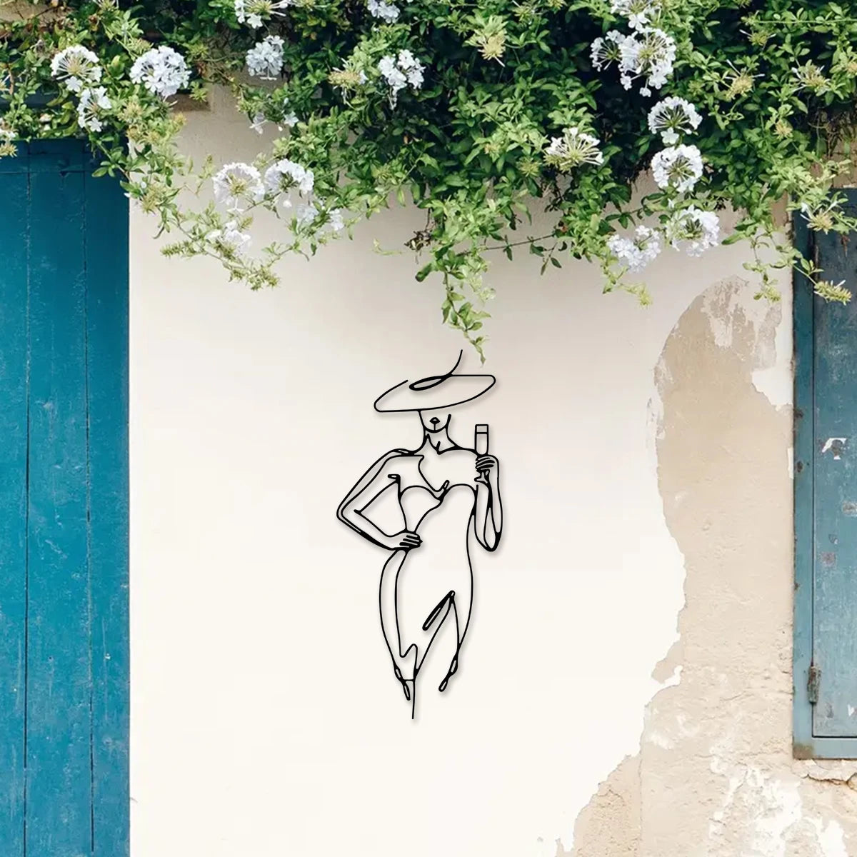 Sophisticated Lady Black Metal Wall Art 3d Iron Crafted Wall Mounted Decoration For Living Room Bedroom Boutique Salon Art Decor