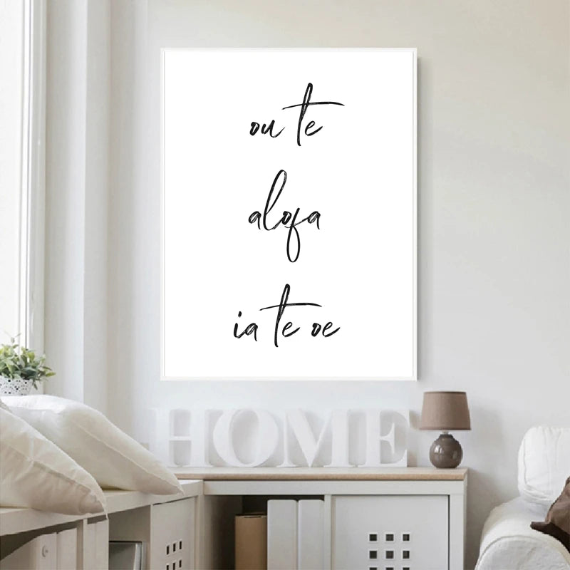 South Pacific Love Quotes Poster Wall Art Fine Art Canvas Prints Minimalist Black White Elegant Typographic Wall Art Pictures For Living Room Bedroom Art Decor