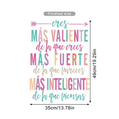 Motivational quote in Spanish with colorful text on a white background