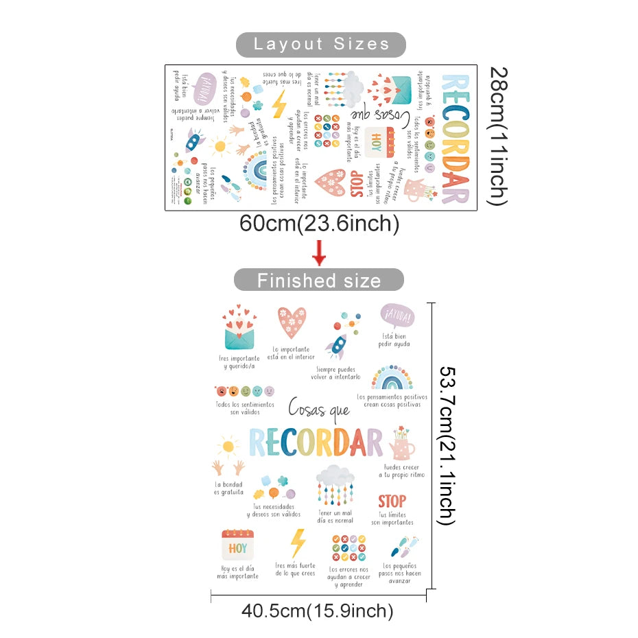 Size chart for a product with dimensions labeled in centimeters and inches.