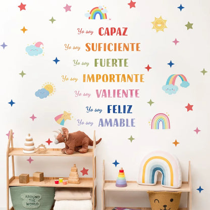 Spanish Color Moods Nursery Wall Decals – Emotion Management Wall Stickers for Nursery, Kids Room, or Classroom - Gentle Emotional Learning Art