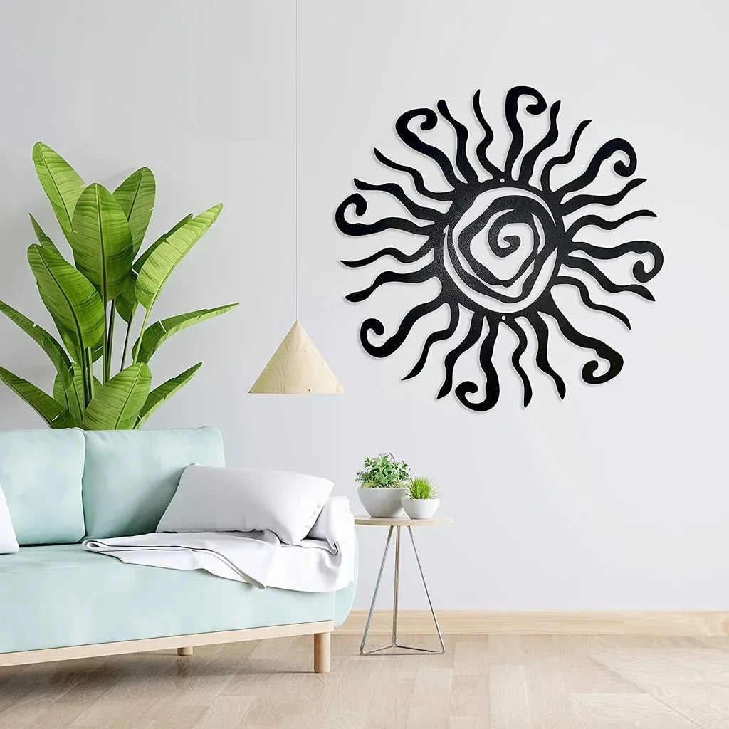 Spanish Sun Metal Wall Art 3D Iron Crafted Abstract Hanging Wall Decoration For Living Room Dining Room Home and Garden Decor