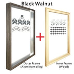 Square Format Black Walnut Metal Picture - Complete With Wooden Inner Frame