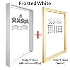 Square Format Frosted White Metal Picture - Complete With Wooden Inner Frame