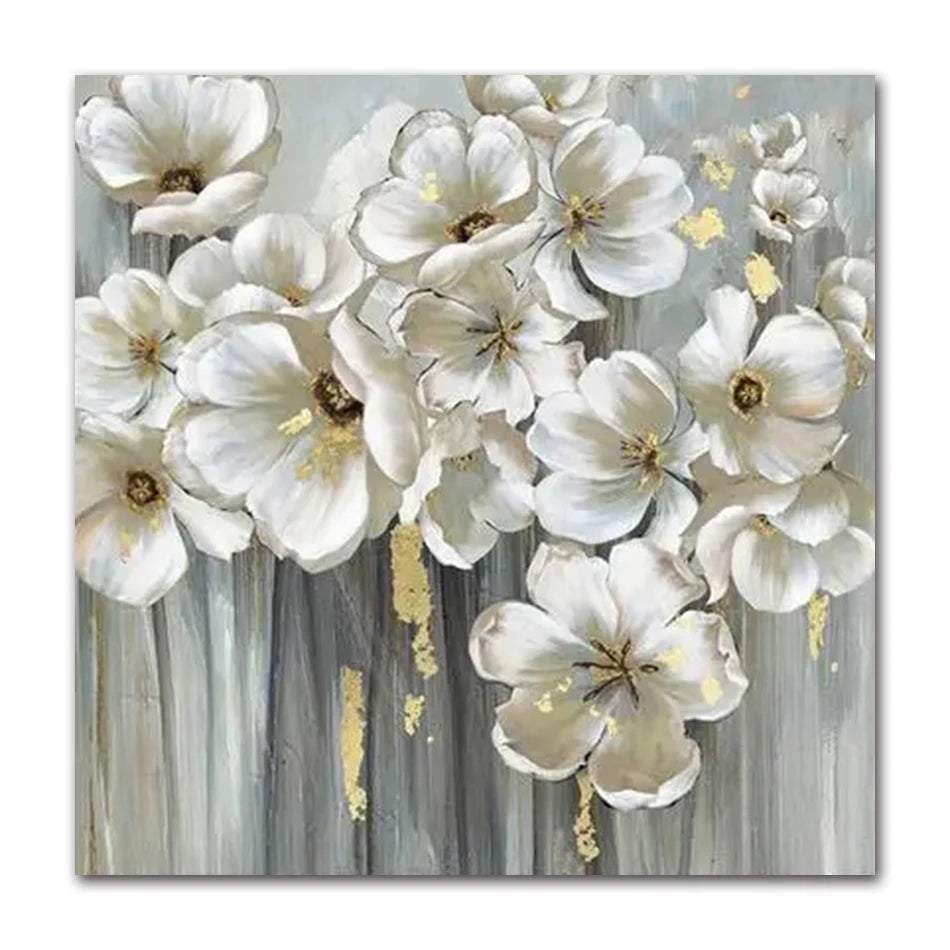 Square Format Gray White Floral Wall Art Fine Art Canvas Prints Modern Botanical Pictures For Living Room Dining Room Bedroom Art For Contemporary Interiors 2025