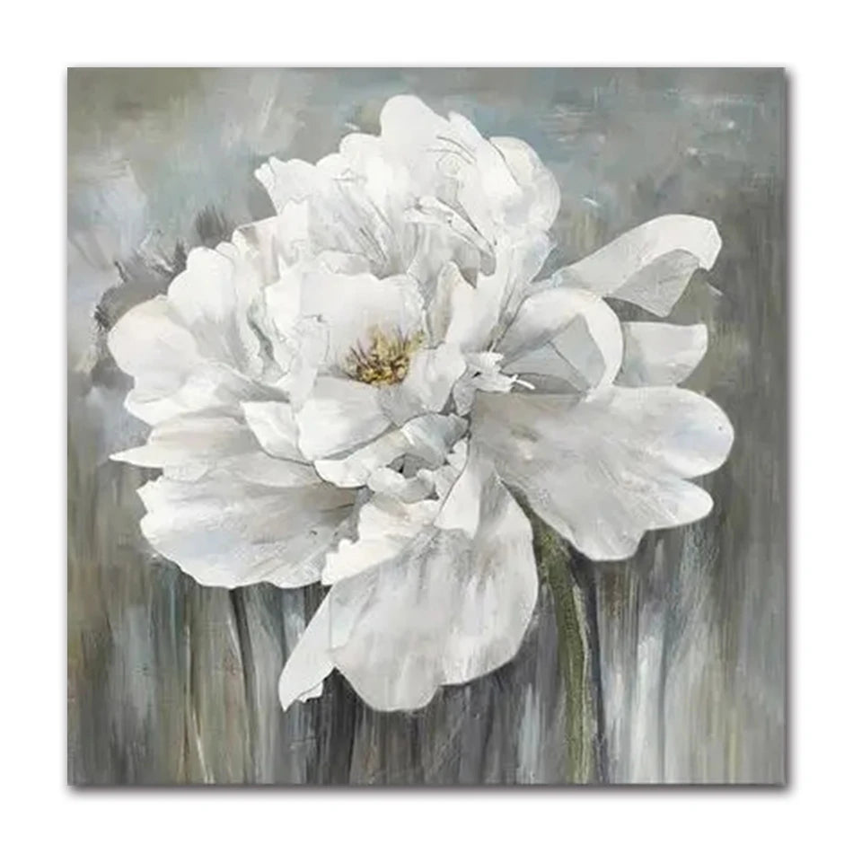 Square Format Gray White Floral Wall Art Fine Art Canvas Prints Modern Botanical Pictures For Living Room Dining Room Bedroom Art For Contemporary Interiors 2025