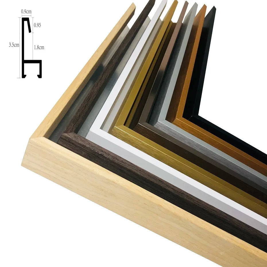 Square Format Metal Picture Frame Gold Silver Black 30x30cm, 50x50cm, 100x100cm etc For Framing Canvas Prints - Brushed Gold, Titanium Gold, Brushed Black, Brushed Silver, Aluminium Frame Kits Complete With Wooden Inner Frame