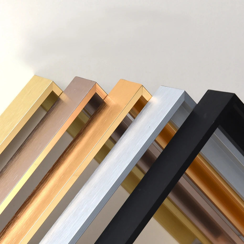 Square Format Metal Picture Frame Gold Silver Black 30x30cm, 50x50cm, 100x100cm etc For Framing Canvas Prints - Brushed Gold, Titanium Gold, Brushed Black, Brushed Silver, Aluminium Frame Kits Complete With Wooden Inner Frame