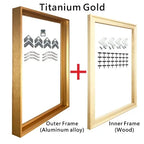 Square Format Titanium Gold Metal Picture - Complete With Wooden Inner Frame