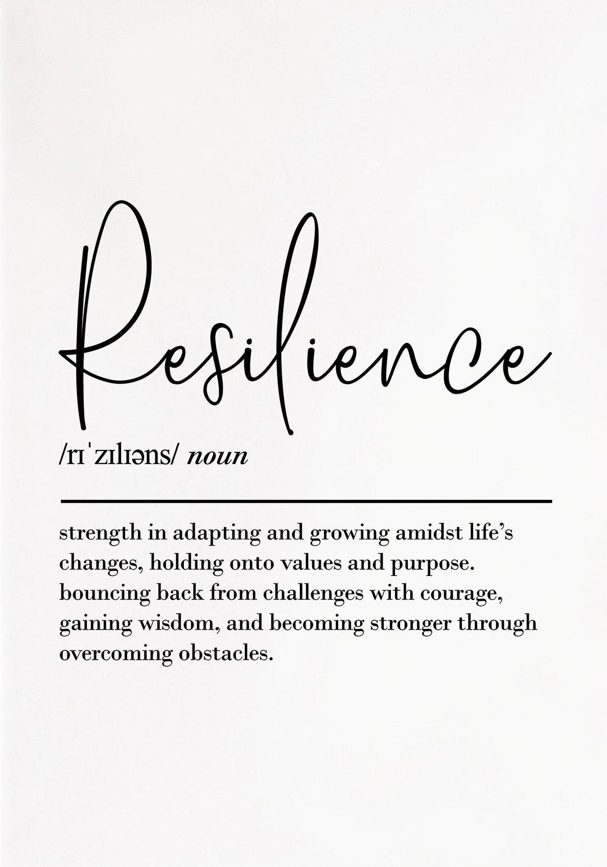 Definition of 'resilience' on a white background