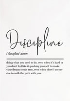 Definition of discipline with a black text on a white background