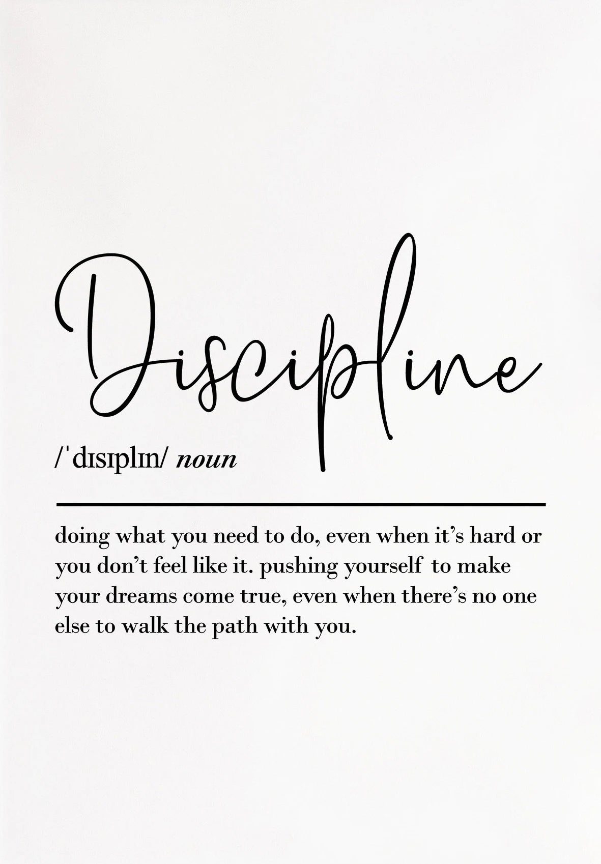 Definition of discipline with a black text on a white background