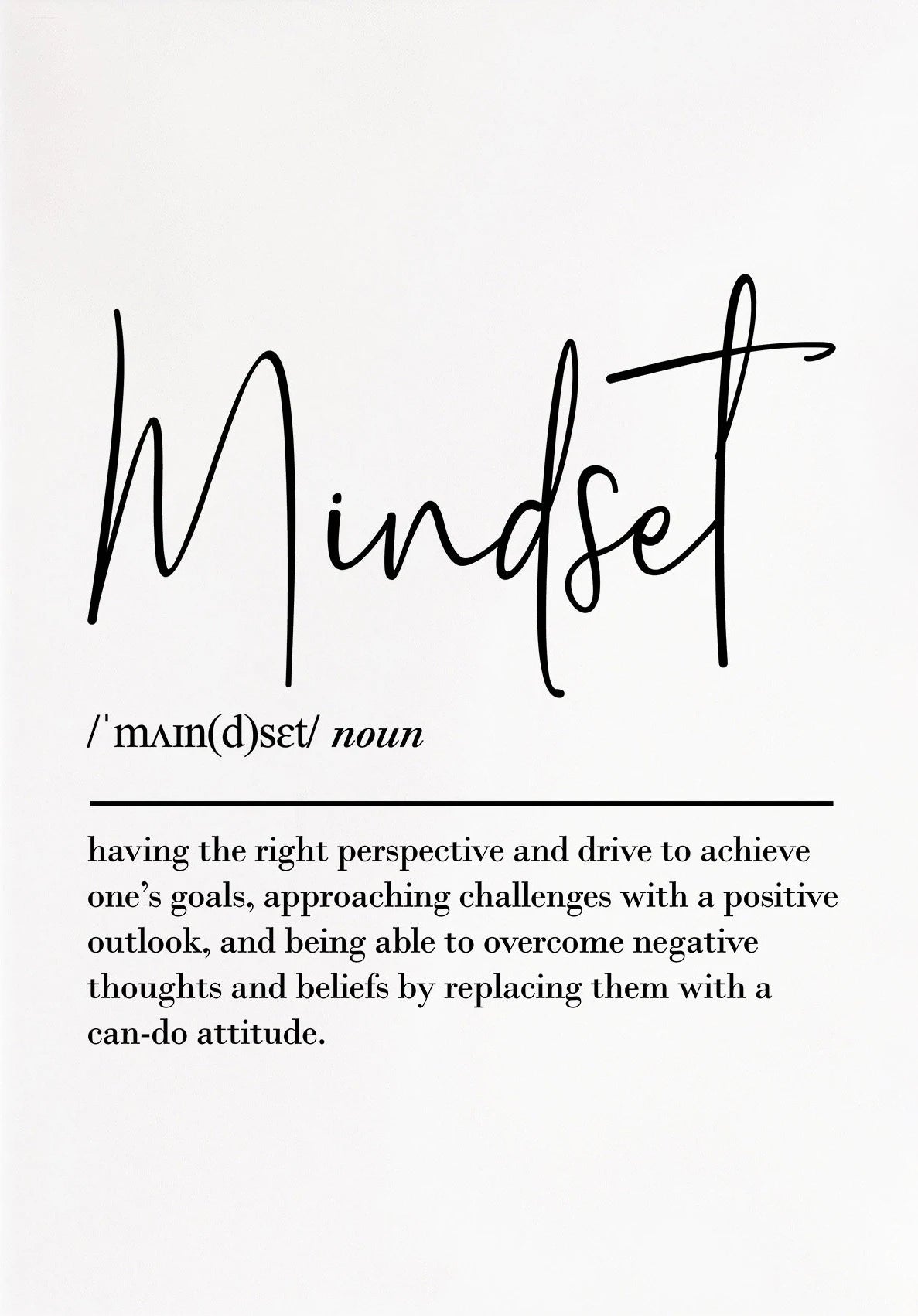 Definition of 'mindset' on a white background
