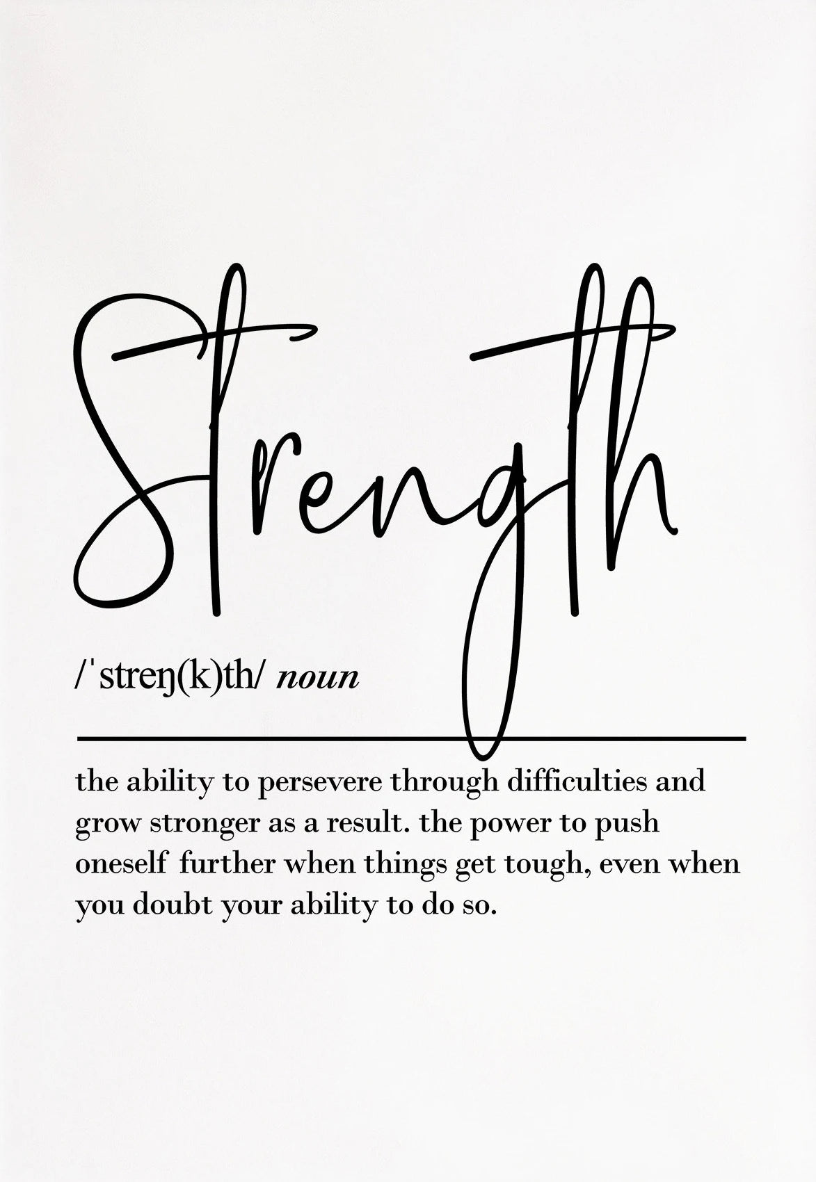 Definition of 'strength' with a black text on a white background