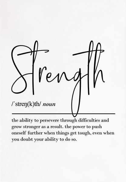 Definition of 'strength' with a black text on a white background
