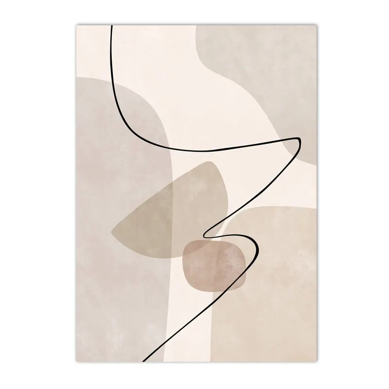 Subtle Beige Abstract Shape and Line Wall Art Fine Art Canvas Prints Pictures For Living Room Bedroom Nordic Art For Contemporary Interiors